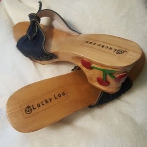 Lucky Lou denim shoes Tiki hot rod pin up cherries